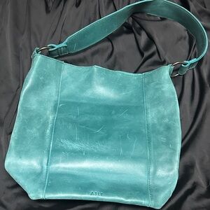 Able Turquoise Leather Shoulder Bag